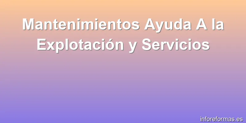 Mantenimientos Ayuda A la Explotación y Servicios