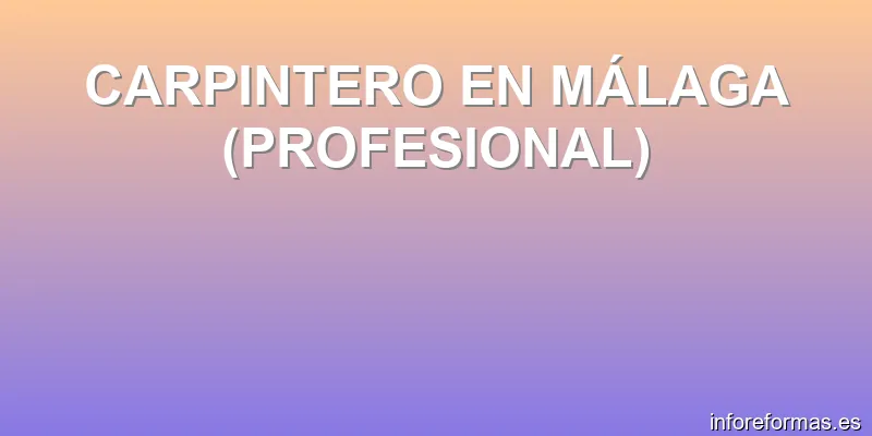 CARPINTERO EN MÁLAGA (PROFESIONAL)